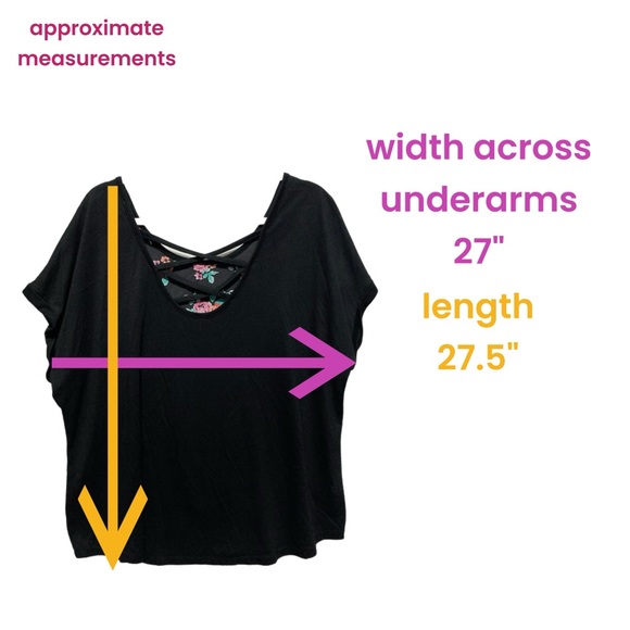 No Comment Plus 3X Black Floral Strappy Back Top EUC 13005 - Picture 3 of 7